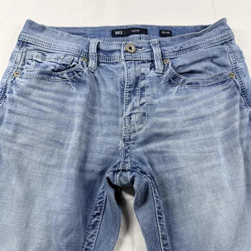 BKE Carter Boot Jeans Mens 30x30 Light Wash‎ Stretch Denim Bootcut Distressed